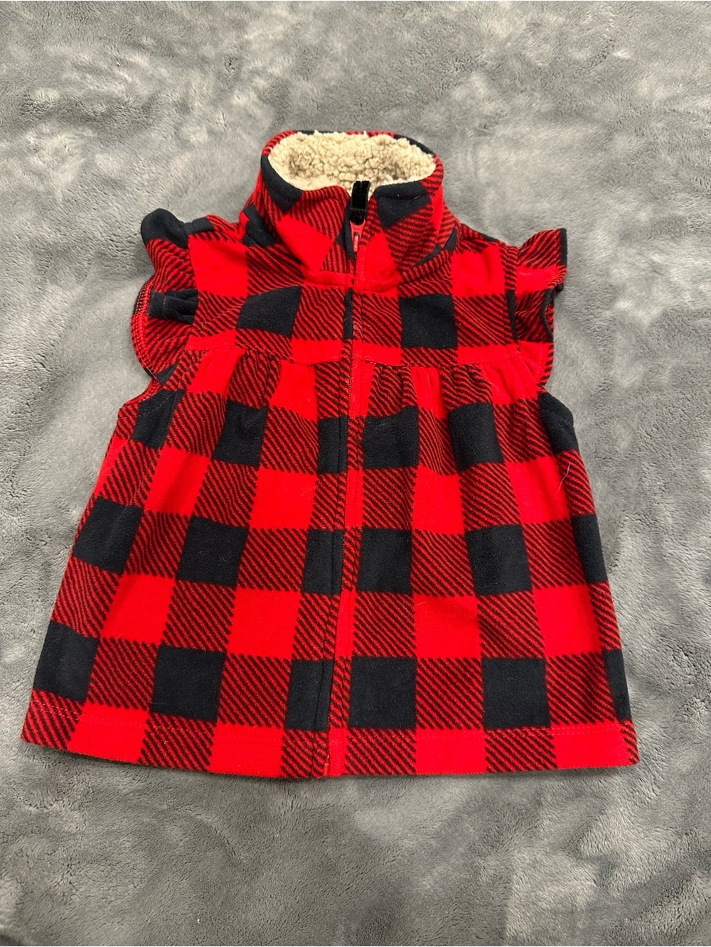 Carter's Red and Black Buffalo Plaid Fleece Vest